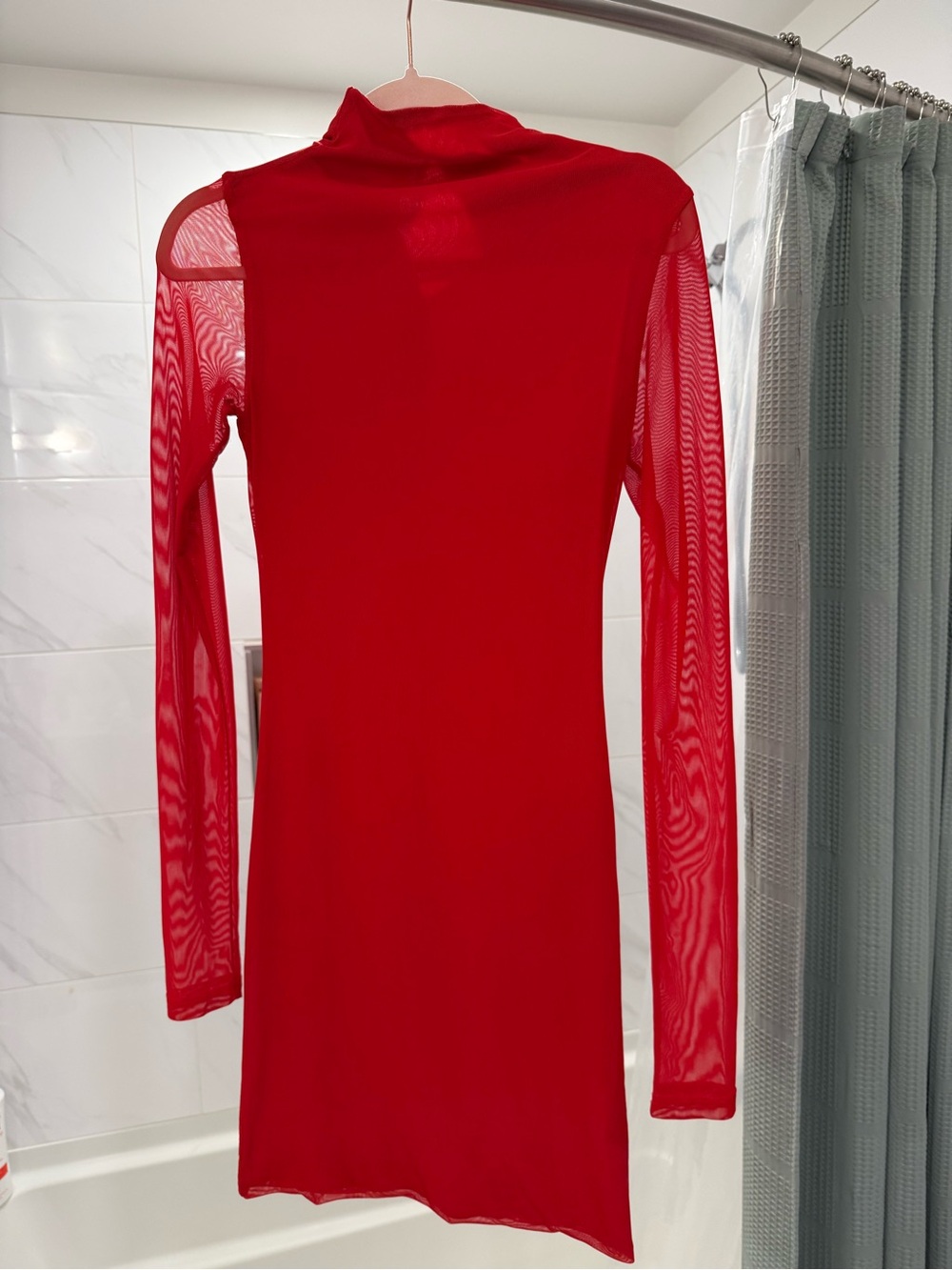 Tiger Mist Red Mesh Long Sleeve Mini Dress